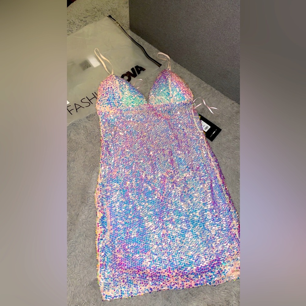 SEQUIN MINI DRESH COLOR BLUSH